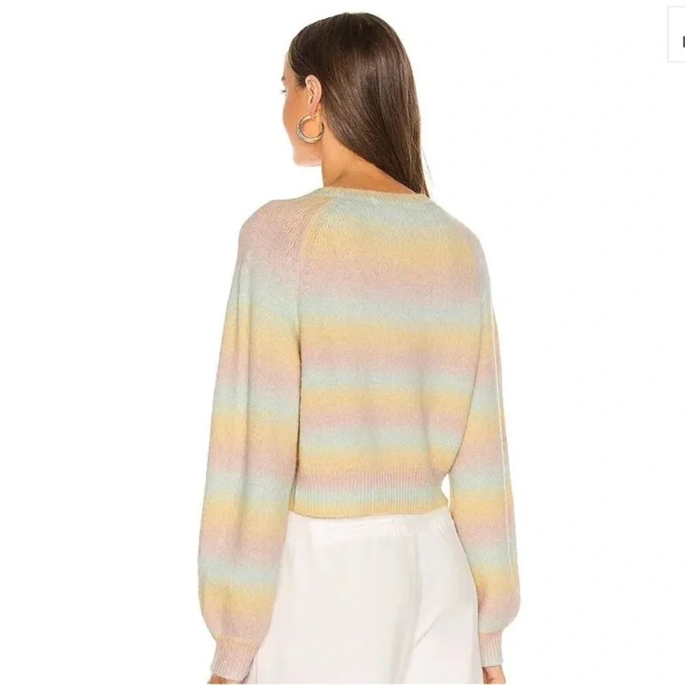 NWT BB DAKOTA BY STEVE MADDEN Crazy On You Multicolor Pink Yellow Sweater Size S - Picture 2 of 4